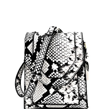 BOXY SNAKE PRINT CROSS BODY SHOULDER BAG