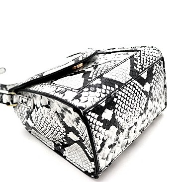 BOXY SNAKE PRINT CROSS BODY SHOULDER BAG