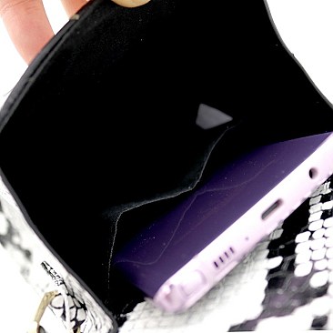 BOXY SNAKE PRINT CROSS BODY SHOULDER BAG