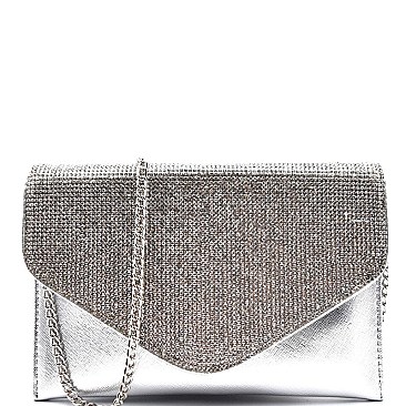 CLR2279-LP Starlet Rhinestone Flap Envelope Clutch