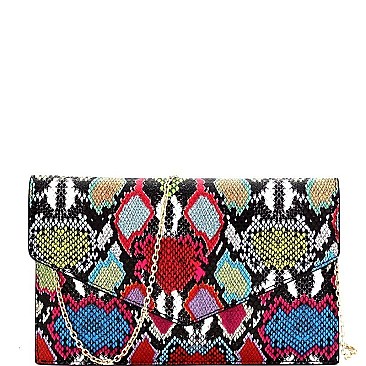 Snake Print Envelope Clutch