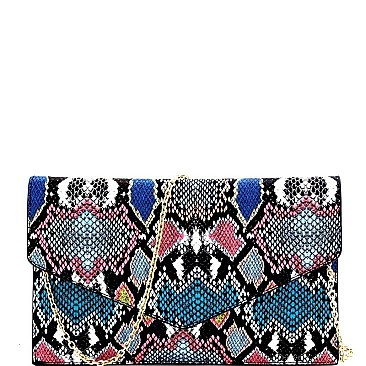 Snake Print Envelope Clutch