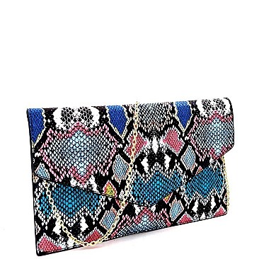 Snake Print Envelope Clutch