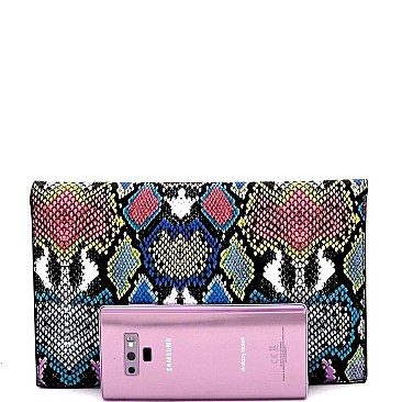 Snake Print Envelope Clutch