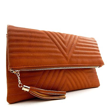 Quilted Fold-Over Clutch Bag