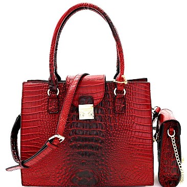 Crocodile Embossed 2 in 1 Tote Cellphone Holder SET MH-CMS017