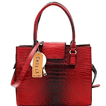 Crocodile Embossed 2 in 1 Tote Cellphone Holder SET MH-CMS017
