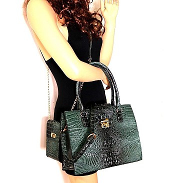 Crocodile Embossed 2 in 1 Tote Cellphone Holder SET MH-CMS017