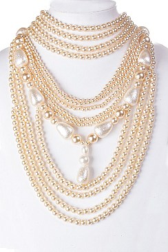 Lush Mix Pearls Layer Drop Necklace Set