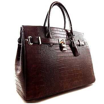 Crocodile Print Padlock Over-sized Celebrity Tote - New Colors