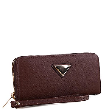 Triangle Logo Zip-around Slim Wristlet Wallet