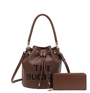 The Bucket Draw String Hobo -Shoulder Bag with Wallet