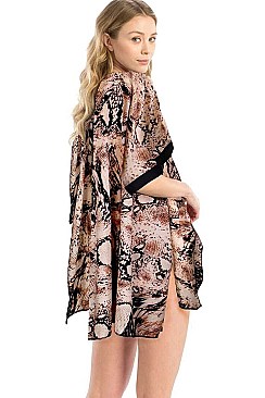 Fashion Python Print Kimono Cardigan