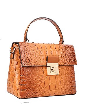 2 in 1 Crocodile Medium Flap Shoulder Bag Wallet Set