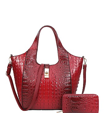 2 In 1 Croc Quality Shoulder Bag with Wallet