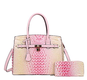 2 IN 1 Crocodile Tie-dyed Satchel + Wallet