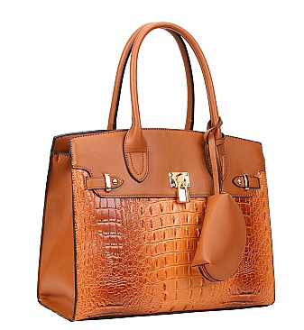 3 IN 1 Crocodile Padlock Accent Satchel Set