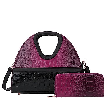 2 in 1 Crocodile Satchel Set With Wallet - High Quality