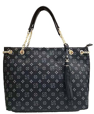 Tassel Accent Monogram Shoppers Bag