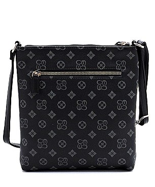 Multi Zip Pocket Monogrammed Whipstitch Cross Body Bag