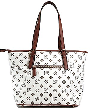 Striped Queen Bee Monogram Tote Bag