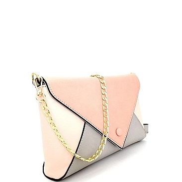 CTCL0001-LP Color Block Envelope Clutch Shoulder Bag