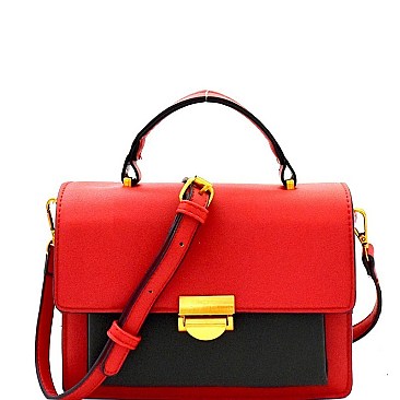 Fashionable Color Block Boxy Flap Satchel Shoulder Bag MH-CTCL0009