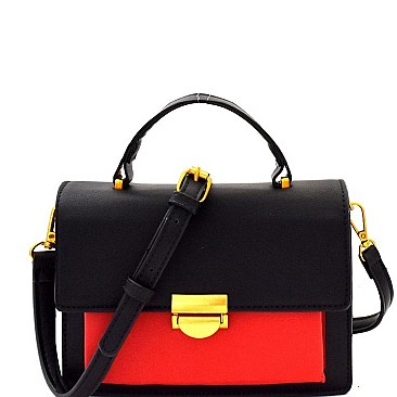 Fashionable Color Block Boxy Flap Satchel Shoulder Bag MH-CTCL0009
