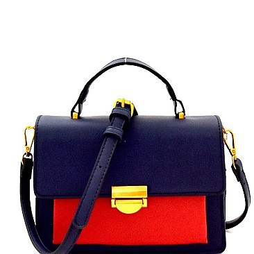 Fashionable Color Block Boxy Flap Satchel Shoulder Bag MH-CTCL0009
