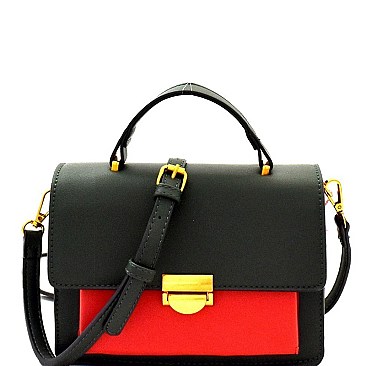 Fashionable Color Block Boxy Flap Satchel Shoulder Bag MH-CTCL0009