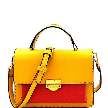 Fashionable Color Block Boxy Flap Satchel Shoulder Bag MH-CTCL0009