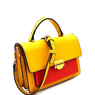 Fashionable Color Block Boxy Flap Satchel Shoulder Bag MH-CTCL0009