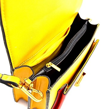 Fashionable Color Block Boxy Flap Satchel Shoulder Bag MH-CTCL0009