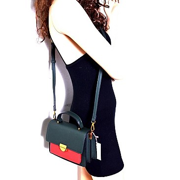 Fashionable Color Block Boxy Flap Satchel Shoulder Bag MH-CTCL0009