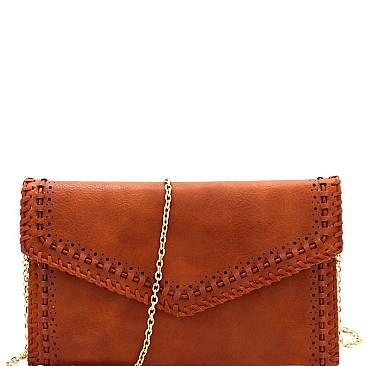 Stylish Whip Stitched Laser-Cut Detail Envelope Clutch MH-CTCL0018