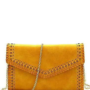 Stylish Whip Stitched Laser-Cut Detail Envelope Clutch MH-CTCL0018