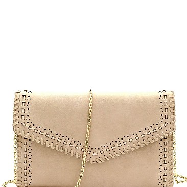 Stylish Whip Stitched Laser-Cut Detail Envelope Clutch MH-CTCL0018