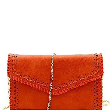 Stylish Whip Stitched Laser-Cut Detail Envelope Clutch MH-CTCL0018