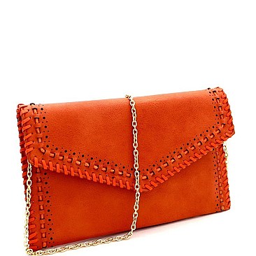 Stylish Whip Stitched Laser-Cut Detail Envelope Clutch MH-CTCL0018