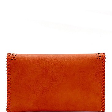 Stylish Whip Stitched Laser-Cut Detail Envelope Clutch MH-CTCL0018