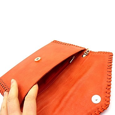 Stylish Whip Stitched Laser-Cut Detail Envelope Clutch MH-CTCL0018