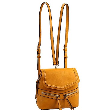 Stylish Braid Accent Convertible Backpack Shoulder Bag MH-CTF0012