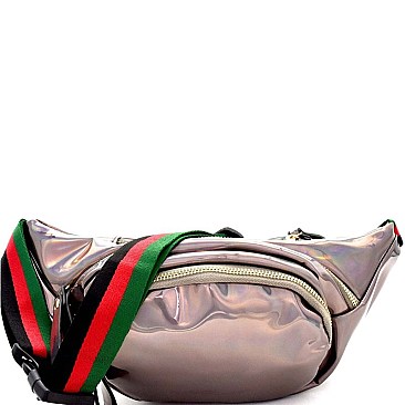 Color Block Striped Strap Metallic Fashion Fanny Pack  MH-CTJY0041