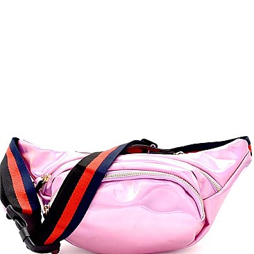 Color Block Striped Strap Metallic Fashion Fanny Pack  MH-CTJY0041