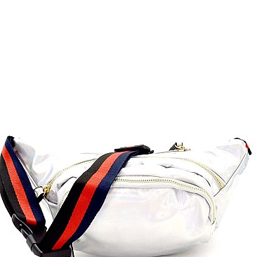 Color Block Striped Strap Metallic Fashion Fanny Pack  MH-CTJY0041