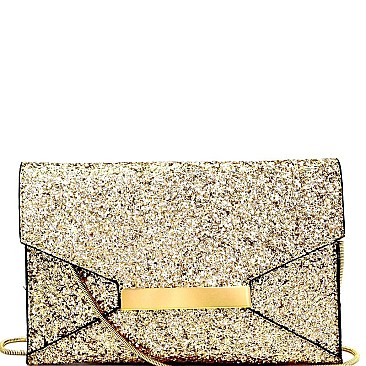 CTL0002-LP Multi-colored Glitter Envelope Clutch