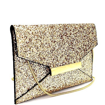 CTL0002-LP Multi-colored Glitter Envelope Clutch