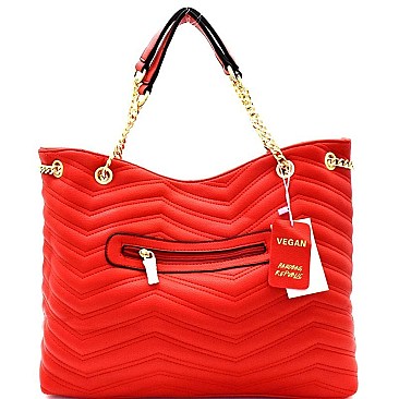 Chevron Quilted Tassel Accent Chain Tote MH-CTL0019