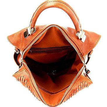 Whipstitched Convertible Satchel & Backpack