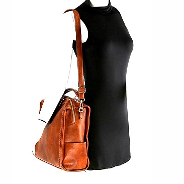 Whipstitched Convertible Satchel & Backpack